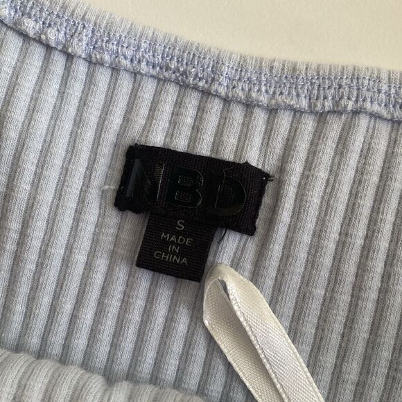NBD Revolve Seduire Mini Light Blue Dress Off The Shoulder Ribbed Size Small - Picture 14 of 16